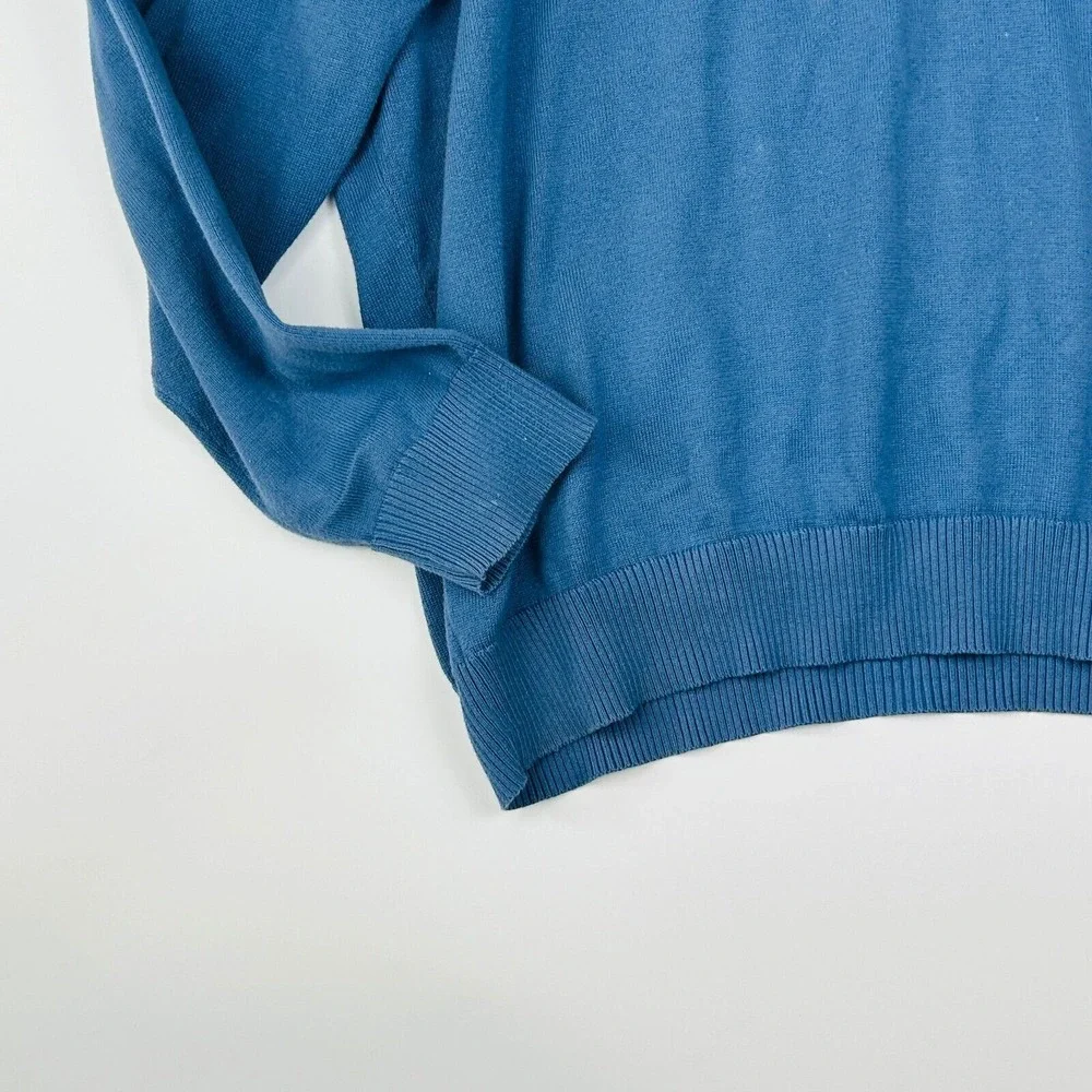 Jos. A. Bank V Neck Sweater Size XXL Blue 100% Pima‎ Cotton Ribbed